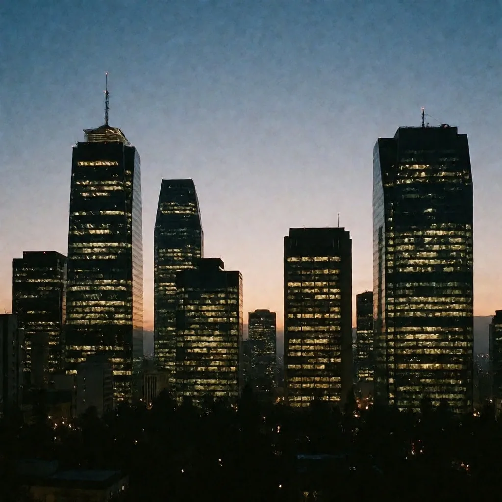 Distrito financiero de la Ciudad de México al atardecer