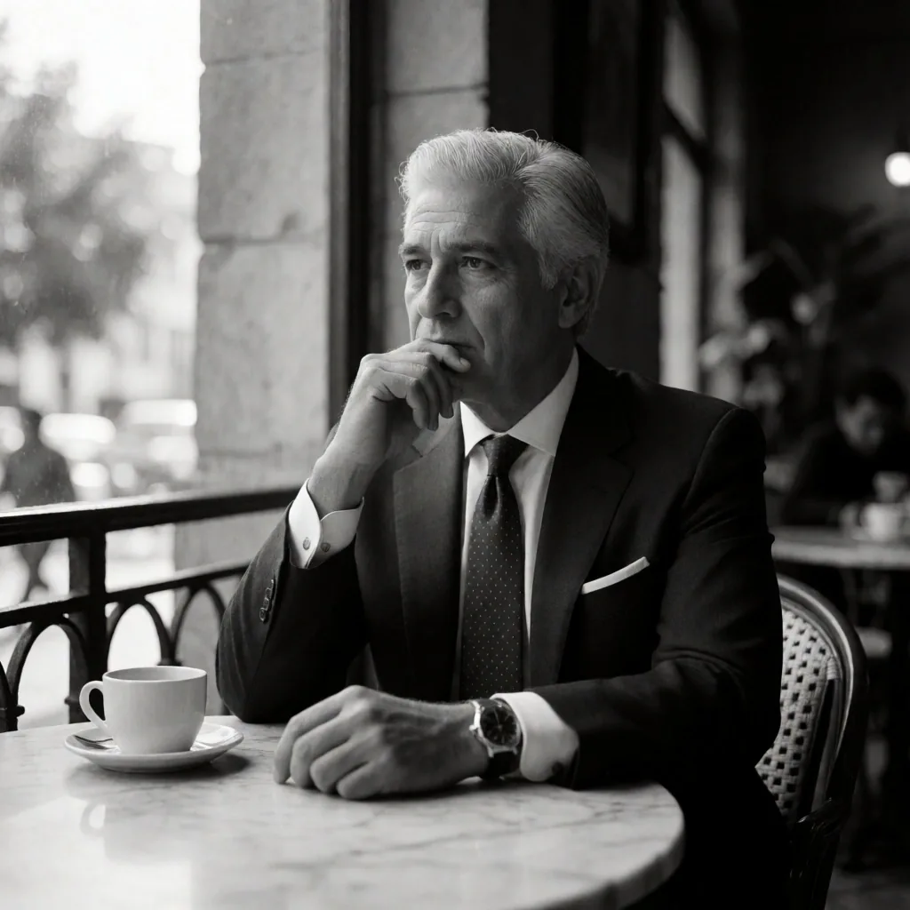 Hombre de negocios leyendo el periódico en cafetería