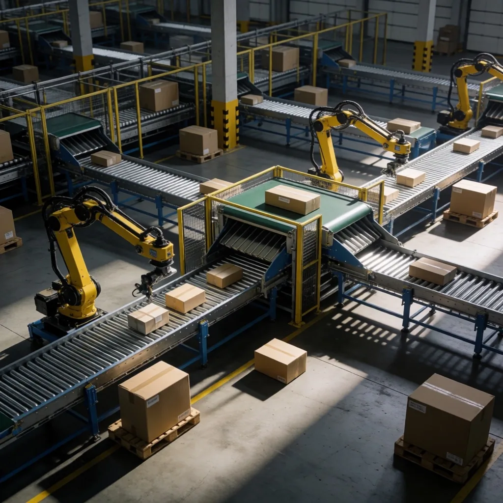 Almacén automatizado con sistemas de clasificación robótica